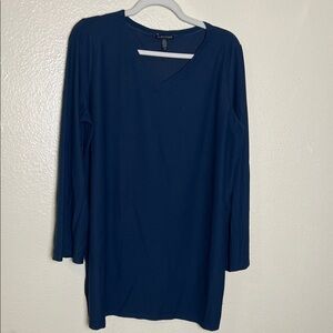 Eileen Fisher Deep Blue V neck Long Sleeve Top size L